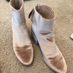 pink suede booties
